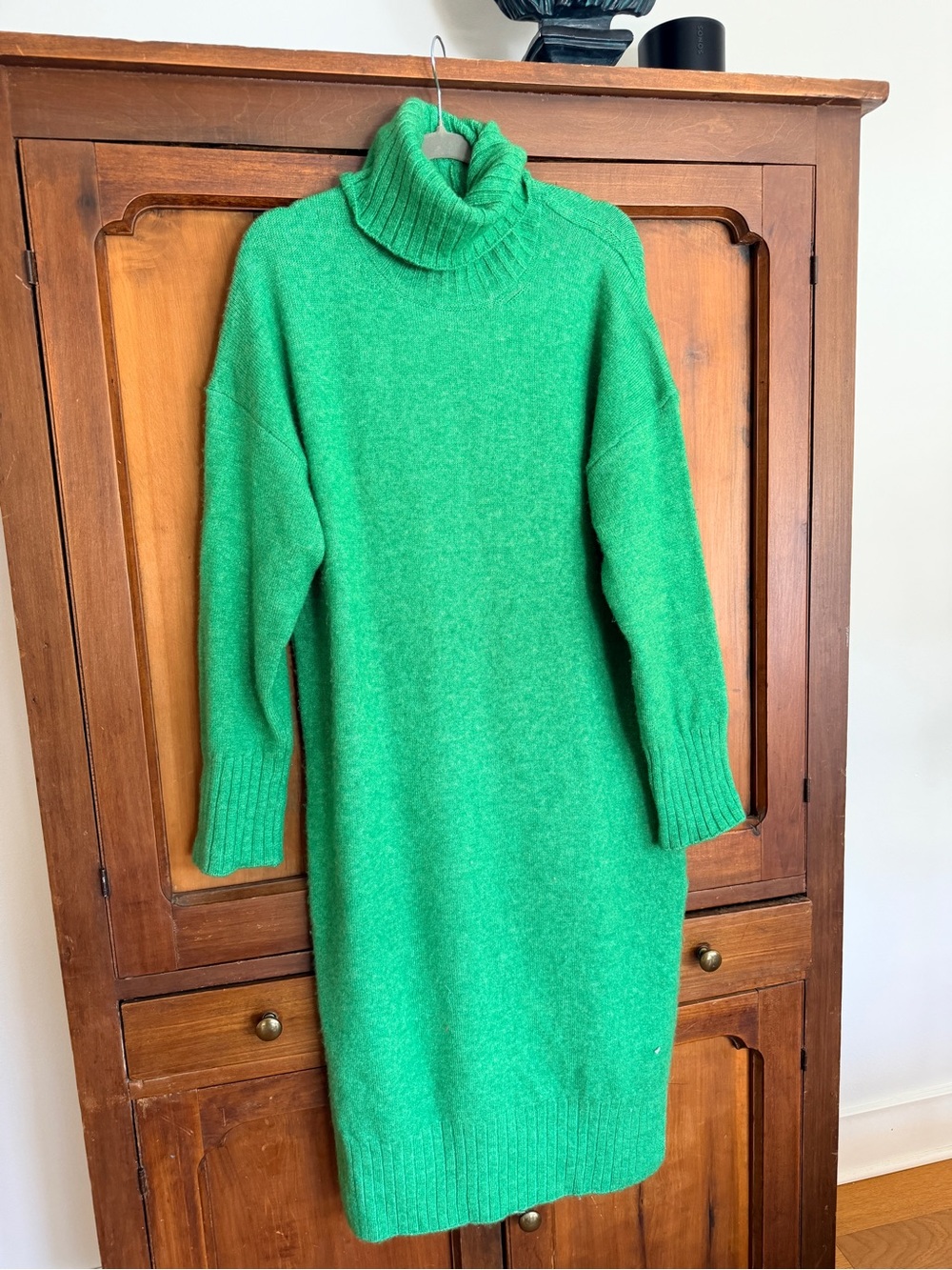 Anthropologie Green Turtleneck Sweater Dress